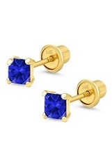 delightful princess cut baby September birthstone earrings
